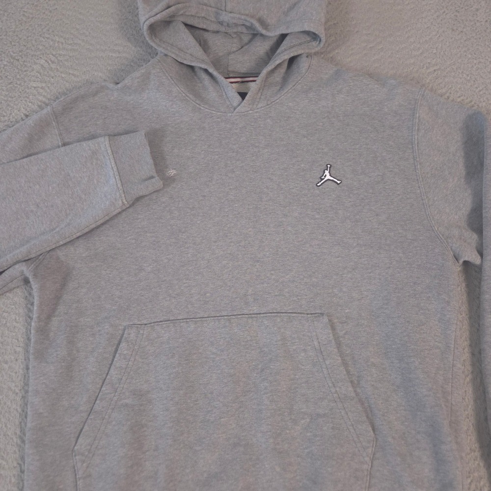 Jordan Hoodie Mens Medium Gray Nike Essentials Heather Fleece Jumpman Pullover
